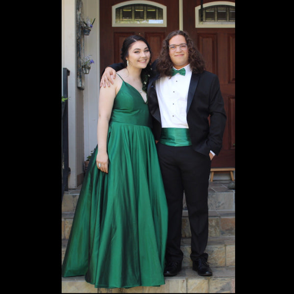 Customer Gallery - Spaghetti Straps Emerald Green Taffeta Long Prom Dress