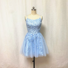 Load image into Gallery viewer, Blue Lace Tulle Homecoming Dress 2023 Corset Back