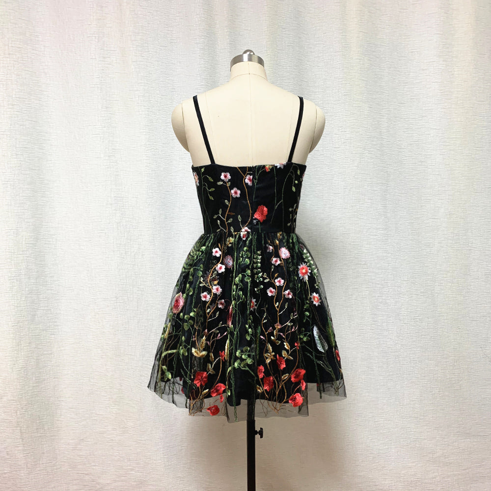 Black Floral Fairy Homecoming Dress 2023 Short Summer Dress – DressCulture