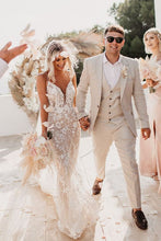 Load image into Gallery viewer, Beige Wedding Suits for Men Groom 3 Pieces WS1101
