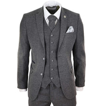 Load image into Gallery viewer, Mens 3 Pieces Grey Wool Tweed Lapel Single-Breasted Suits