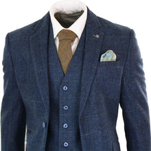 Load image into Gallery viewer, Mens 3 Pieces Wool Tweed Suit Lapel Striped Suits