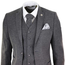 Load image into Gallery viewer, Mens 3 Pieces Grey Wool Tweed Lapel Single-Breasted Suits