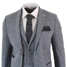 Load image into Gallery viewer, Mens 3 Piece Lapel Herringbone Wool Tweed Suit Slim Fit Casual Suits
