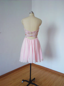 Sexy Sweetheart Pale Pink Chiffon Short Homecoming Dress