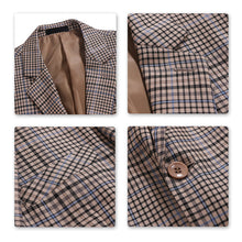 Load image into Gallery viewer, Mens 3 PICS Suit Khaki Lapel Plaid Suit For Wedding Banquet (Blazer+Vest+Pants)
