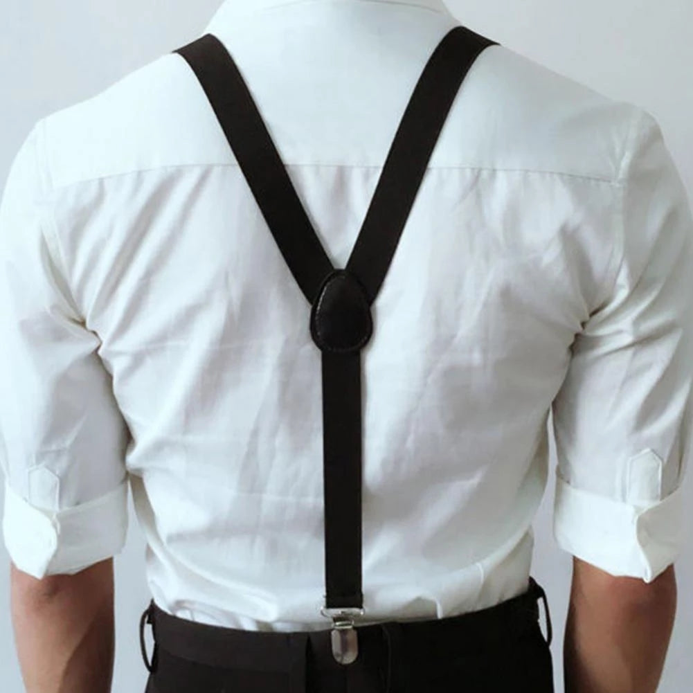 Men's Suspenders and Bow Tie Set Adjustable Y Back Groomsmen