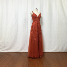 Load image into Gallery viewer, Burnt Orange Lace Tulle Prom Dress 2023 Fairy