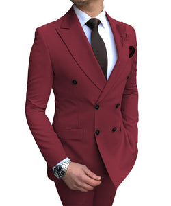 Wedding Suits for Groom Groomsmen Burgundy Blue Red Pink Tuxedo