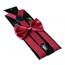 Load image into Gallery viewer, Men&#39;s Suspenders and Bow Tie Set Adjustable Y Back Groomsmen Suspenders Tie Set