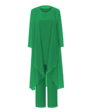 Load image into Gallery viewer, Mother of the Bride Dress Plus Size - 3 Pieces Blue Chiffon Pants Suit Ankle-length