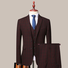 Load image into Gallery viewer, Men's 3-PICS Plaid Formal Suit Business Suit Boutique Slim For Wedding Suits