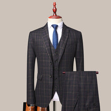 Load image into Gallery viewer, Men's 3-PICS Plaid Formal Suit Business Suit Boutique Slim For Wedding Suits