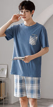 Load image into Gallery viewer, Summer Men&#39;s Pajamas Set Thin Knitted Cotton Short Sleeves Loungewear