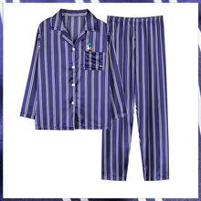 Load image into Gallery viewer, Striped Satin Pajamas Men&#39;s Thin Long Sleeve Loungewear Set With Pockets