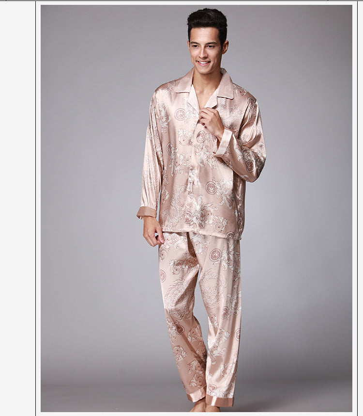 DressCulture Men's Long Sleeve Jacquard Pajama Set