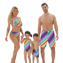 Load image into Gallery viewer, Color Print Parent-Child Swimsuit Split Ladies Swimsuit Men&#39;s Beach Shorts