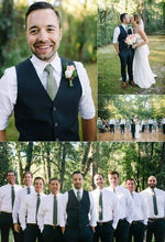 Load image into Gallery viewer, Navy Blue Groomsmen Vest for Wedding Party Groom Vest Brown Purple Grey