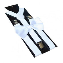 Load image into Gallery viewer, Boys Suspenders and Bow Tie Set Adjustable Y Back Ring Bearer Suspenders Solid Color 3 Clips