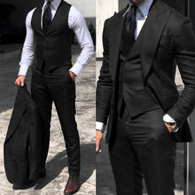 Load image into Gallery viewer, Men's Suits 3 PICS Solid Brown Classic Tuxedo Peak Lapel Suits (Jacket+Pants+Vest)