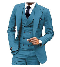 Load image into Gallery viewer, Men's Suit 3 Piece One Button Lapel Double Breasted Slim Fit Business For Wedding Suits
