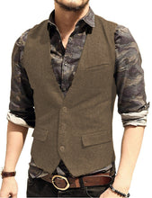 Load image into Gallery viewer, Made to Order Army Green Mens Vest Casual Business Waistcoat V-neck