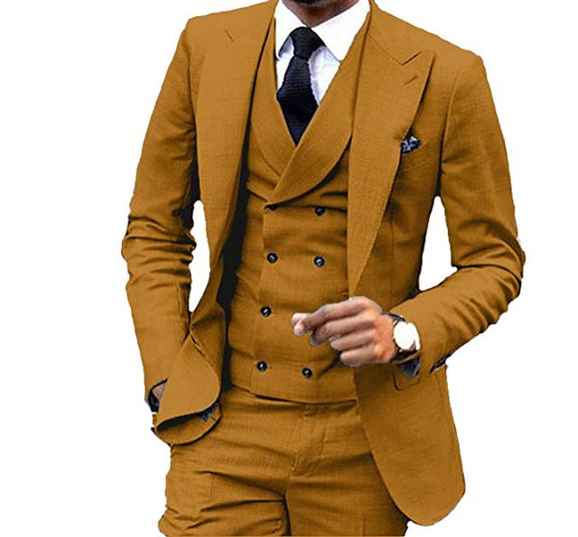 Men Slim Fit Suit Brown 3 Piece Wedding Suit Men Business Suit