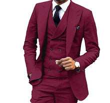 Load image into Gallery viewer, Men's Suit 3 Piece One Button Lapel Double Breasted Slim Fit Business For Wedding Suits