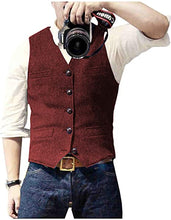 Load image into Gallery viewer, V-Neck Wool Tweed Herringbone Suit Vests For Daily Business