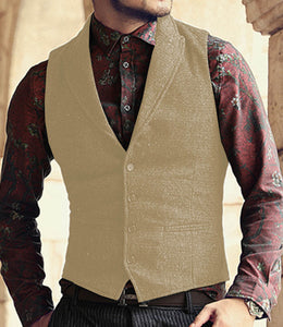 Made to Order Black Mens Vest Casual Business Waistcoat Lapel Collar
