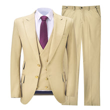 Load image into Gallery viewer, Men’s Suit 3 Piece Lapel Double Breasted Slim Fit Wedding Custom Made Grooms Solid Suits