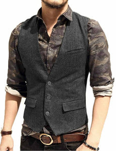Made to Order Army Green Mens Vest Casual Business Waistcoat V-neck