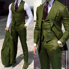 Load image into Gallery viewer, Men's Suits 3 PICS Solid Brown Classic Tuxedo Peak Lapel Suits (Jacket+Pants+Vest)