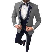 Load image into Gallery viewer, Men's 3 Piece Suits Beige Khaki Lapel Slim Fit Formal For Wedding Suits(No Tie)
