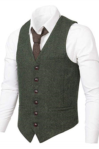 Made to Order Army Green Men's Suit Vest 3 Pockets Waistcoat