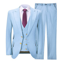 Load image into Gallery viewer, Men’s Suit 3 Piece Lapel Double Breasted Slim Fit Wedding Custom Made Grooms Solid Suits