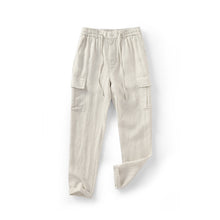 Load image into Gallery viewer, Men Linen Pants Mid Waist Loose Drawstring Zipper Casual Relaxed With Pockets