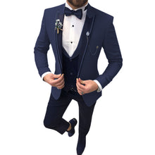 Load image into Gallery viewer, Men's 3 Piece Suits Beige Khaki Lapel Slim Fit Formal For Wedding Suits(No Tie)