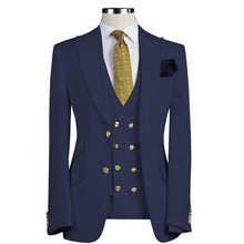 Load image into Gallery viewer, Men 3-Piece Suit Lapel Double Breasted  For  Wedding No Tie(Blazer+Vest+Pants)