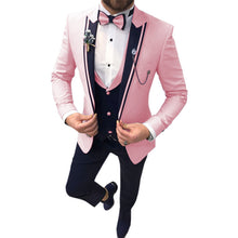 Load image into Gallery viewer, Men's 3 Piece Suits Beige Khaki Lapel Slim Fit Formal For Wedding Suits(No Tie)
