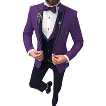 Load image into Gallery viewer, Men's 3 Piece Suits Beige Khaki Lapel Slim Fit Formal For Wedding Suits(No Tie)