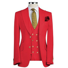 Load image into Gallery viewer, Men 3-Piece Suit Lapel Double Breasted  For  Wedding No Tie(Blazer+Vest+Pants)