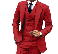 Load image into Gallery viewer, Men's Suit 3 Piece One Button Lapel Double Breasted Slim Fit Business For Wedding Suits
