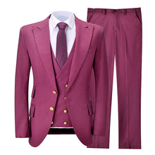 Load image into Gallery viewer, Men’s Suit 3 Piece Lapel Double Breasted Slim Fit Wedding Custom Made Grooms Solid Suits