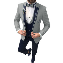 Load image into Gallery viewer, Men's 3 Piece Suits Beige Khaki Lapel Slim Fit Formal For Wedding Suits(No Tie)