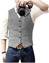 Load image into Gallery viewer, V-Neck Wool Tweed Herringbone Suit Vests For Daily Business
