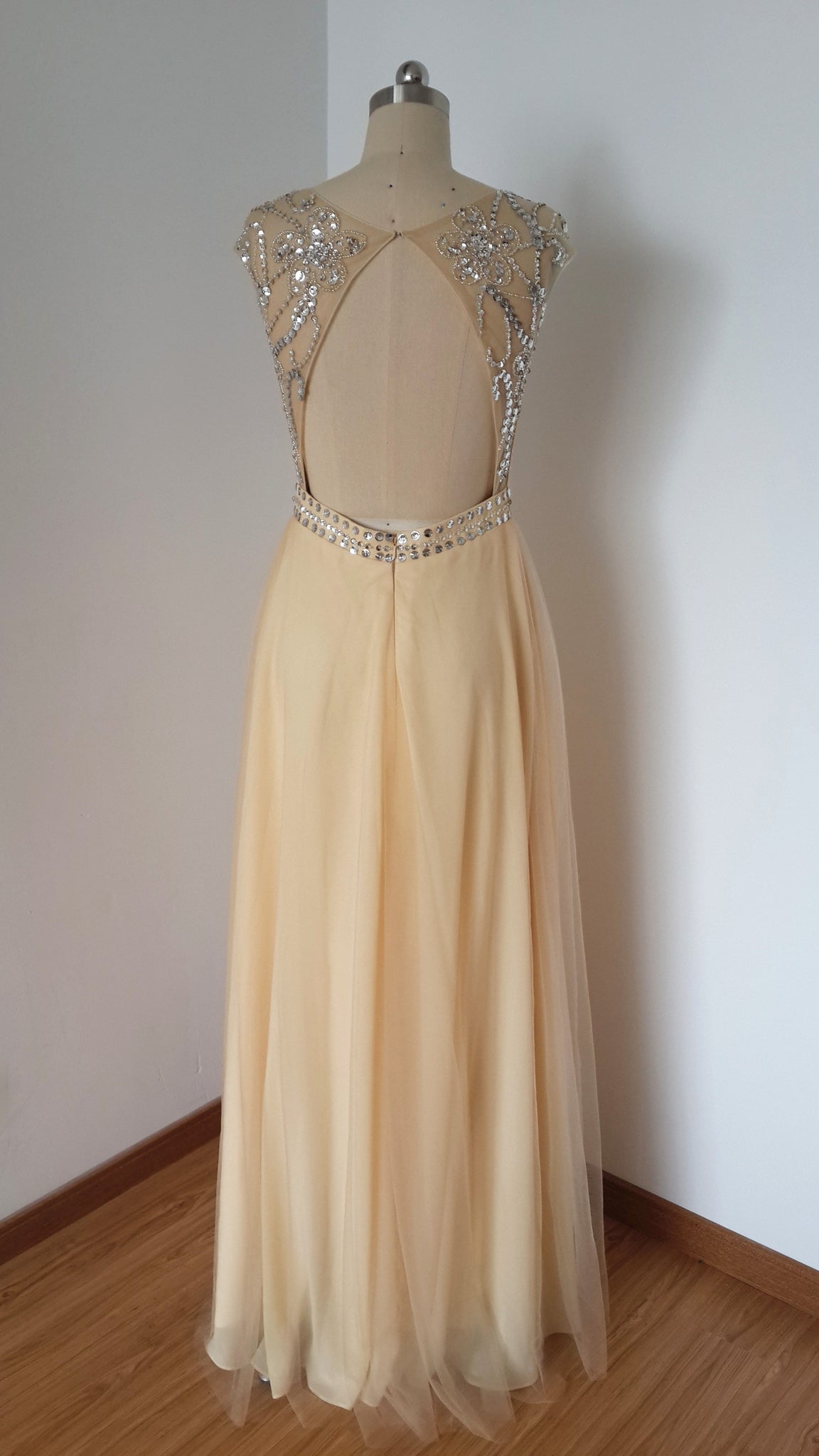 Sexy Backless Long Tulle Beaded Prom Dress DressCulture Sexy Backless Long Tulle Beaded Prom Dress DressCulture