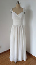 Load image into Gallery viewer, Cap Sleeves Sweetheart Long Ivory Chiffon Beaded Prom Dress