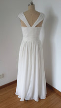 Load image into Gallery viewer, Cap Sleeves Sweetheart Long Ivory Chiffon Beaded Prom Dress