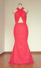 Load image into Gallery viewer, Sexy Mermaid Long Dark Coral Red Chiffon Prom Dress